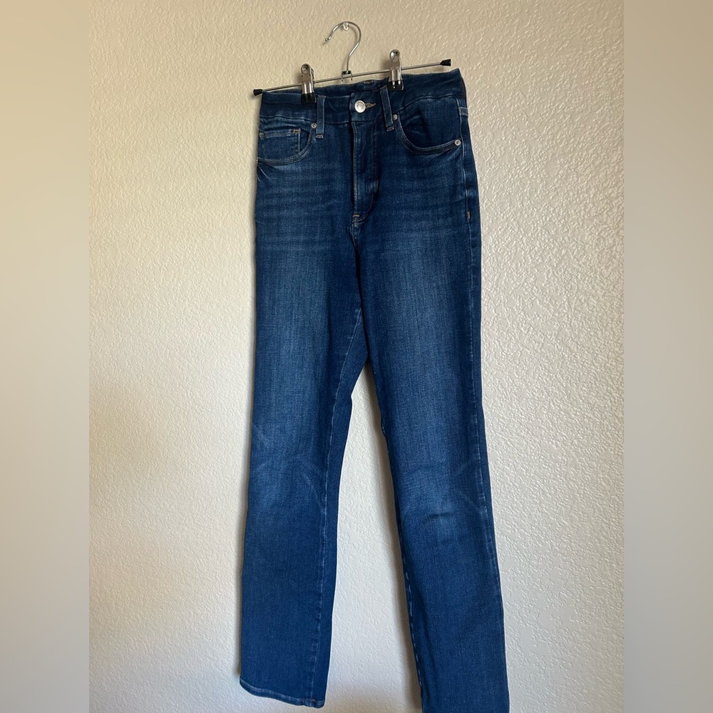 Express Women's Dark Blue Straight Leg Jeans